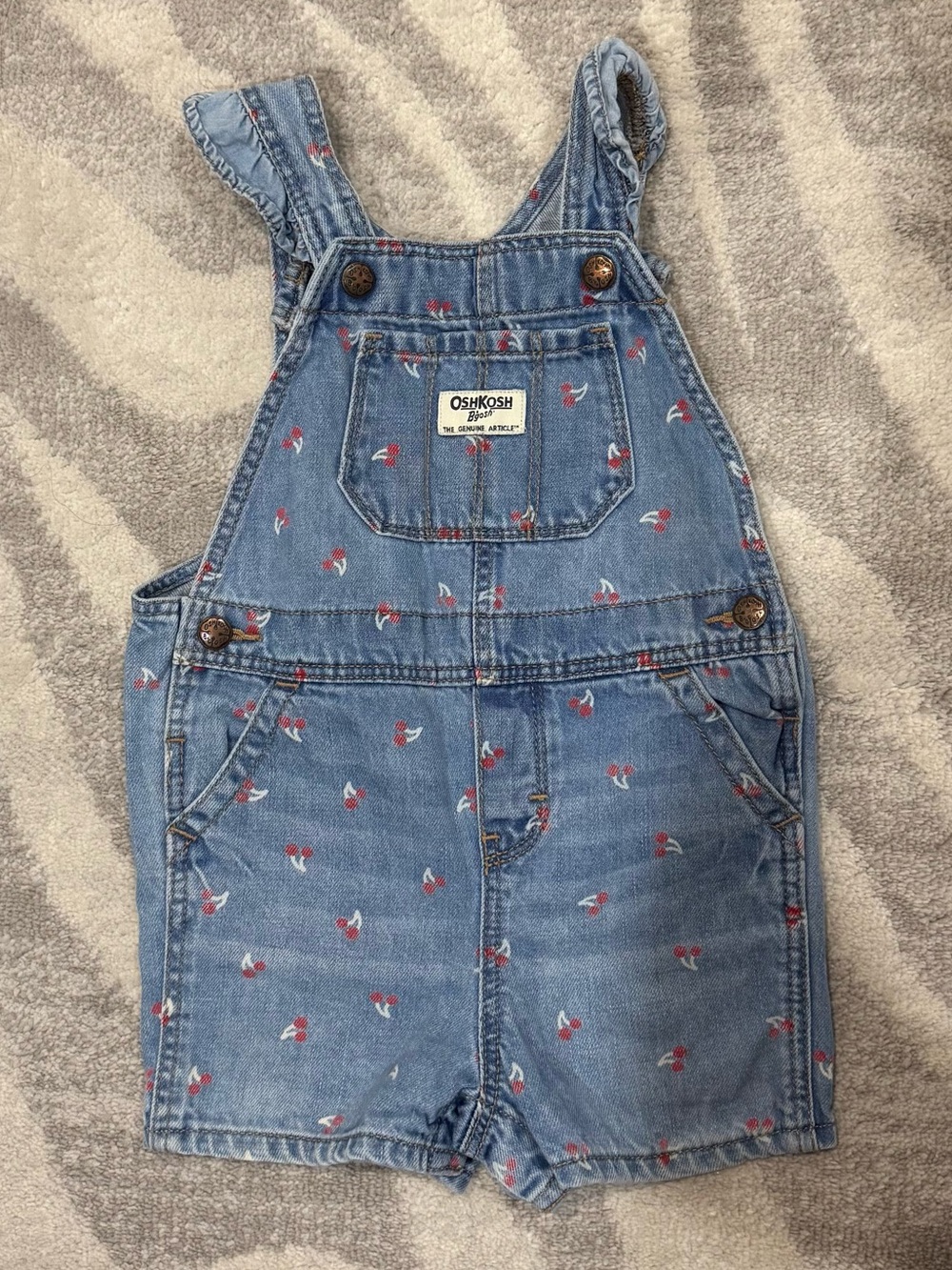 Osh Kosh B’Gosh Girls 24 months Shortall Denim Cherry Romper.